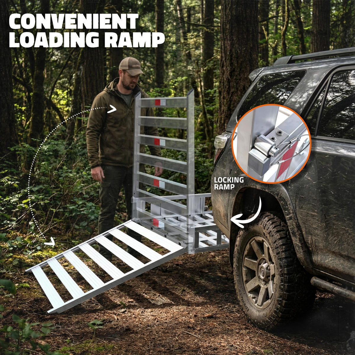 Aluminum Trailer Hitch Cargo Carrier with Ramp B336