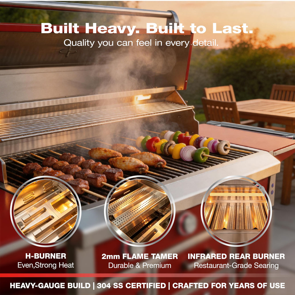 49" 5-Burner Red Propane Gas BBQ Grill Y214690