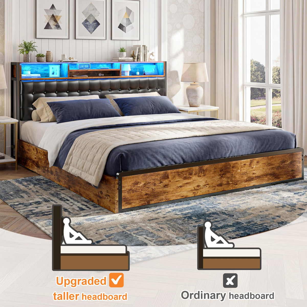 King Bed Frame with 4 Drawers K7214
